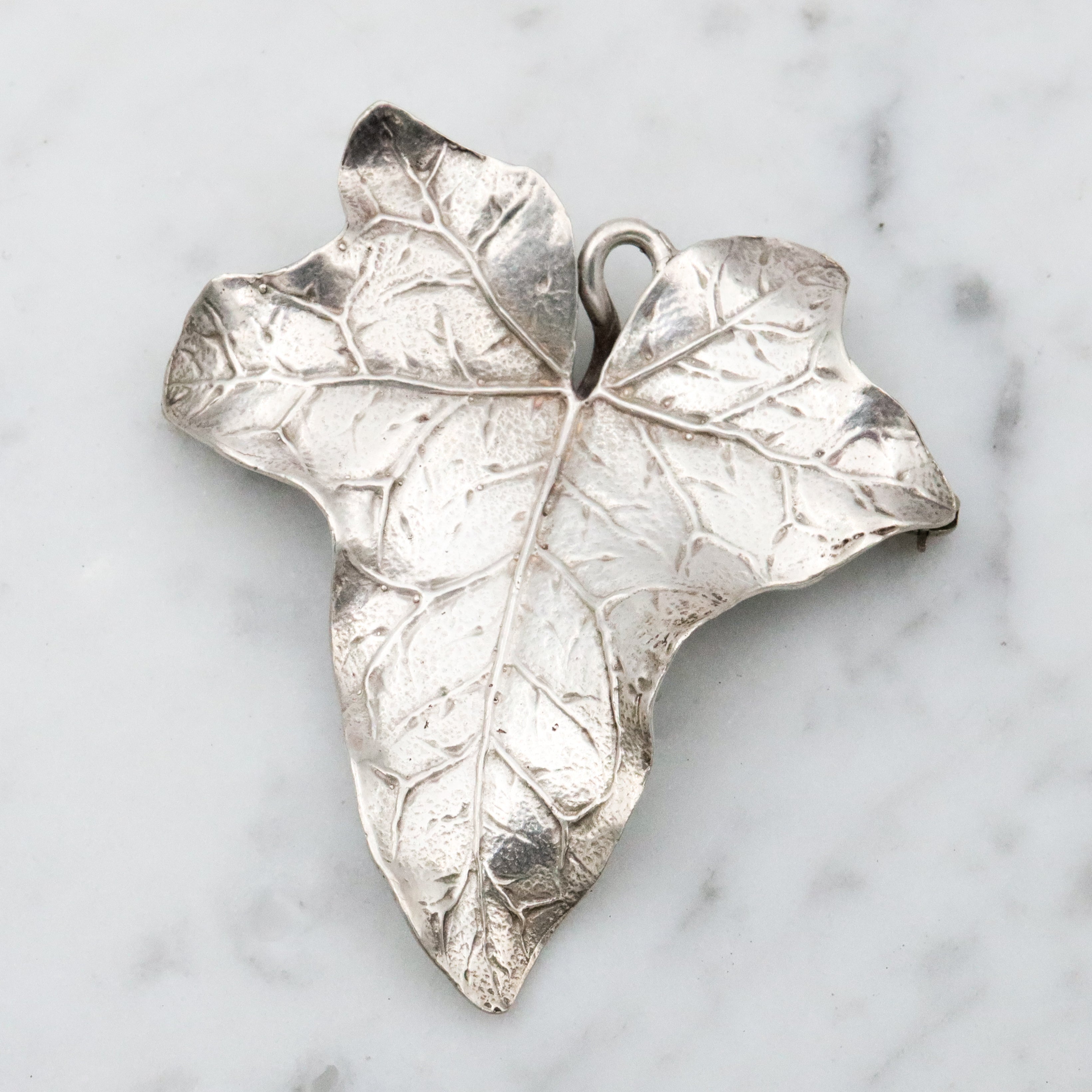 Large vintage Cini sterling ivy leaf brooch